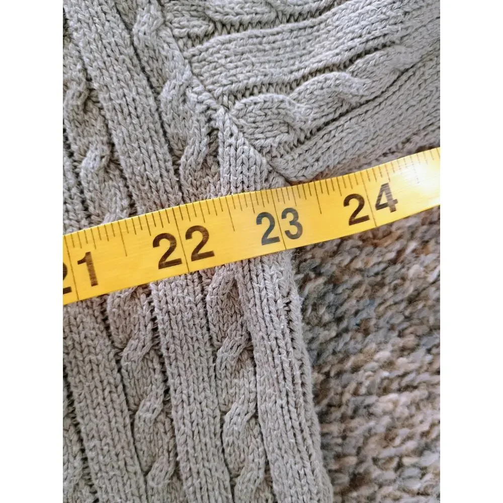 Vtg Shenandoah cotton cable knit crewneck sweater tan Brown M old money